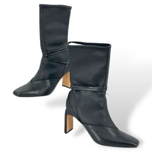 Jonathan Simkhai Tanner Leather Sock Pull On Ankle Tie Booties Boots New size 38